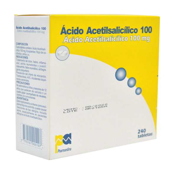 Acido Acetil Salicilico 100Mg Pharmandina X Tableta