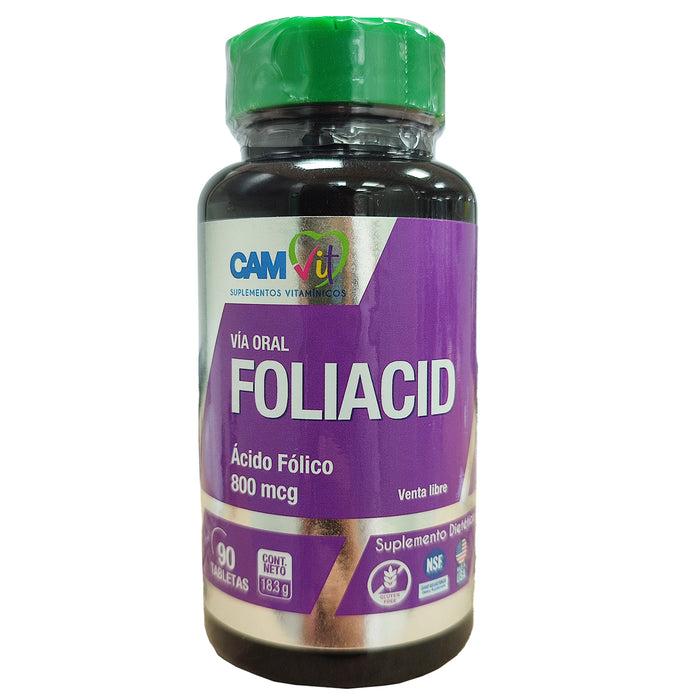 Foliacid Acido Folico 800Mcg Frasco X 90 Tabletas