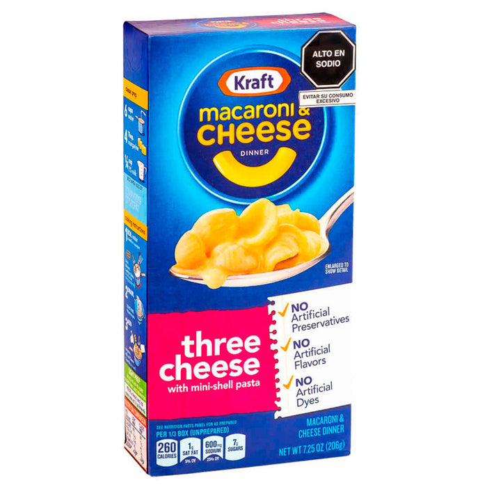 Kraft Macaroni Cheese Dinner Three Pasta Instantanea X 206G