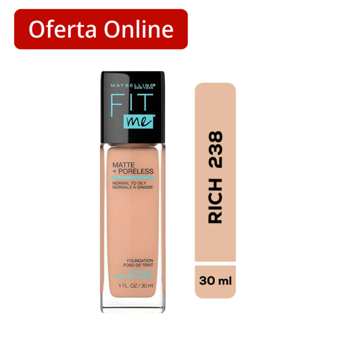 Base De Maquillaje Maybelline Fit Me Rich 238 Mat+Po X 30Ml