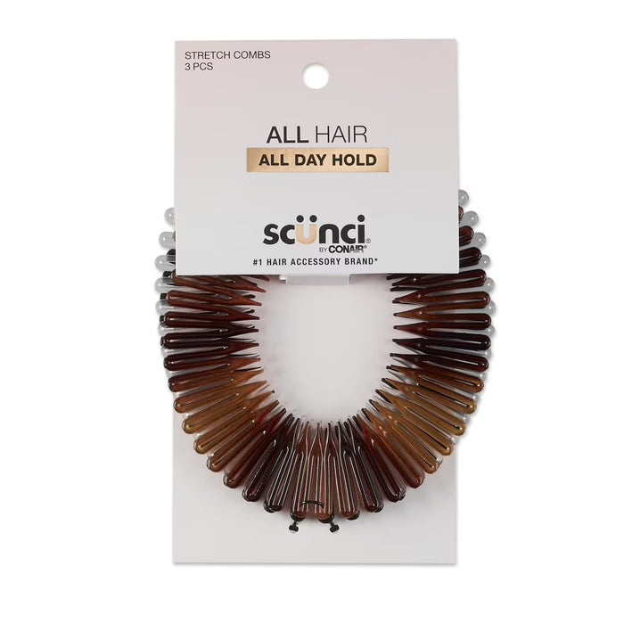 Peines Elásticos Scunci Stretch Combs 3 Pc