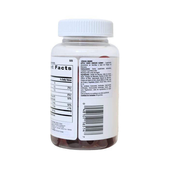 Suplemento Gnc Apple Cider Vinegar Gummy X 60 Gomitas