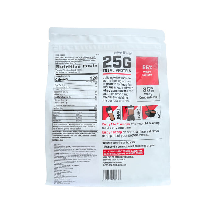 Proteína Gnc 100% Whey Protein Chocolate Supreme X 396G