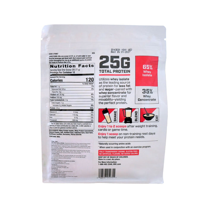Proteína Gnc 100% Whey Vanilla Cream X 369G
