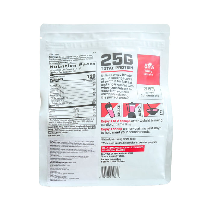 Proteína Gnc 100% Whey Protein Cream Strawberry X 372G