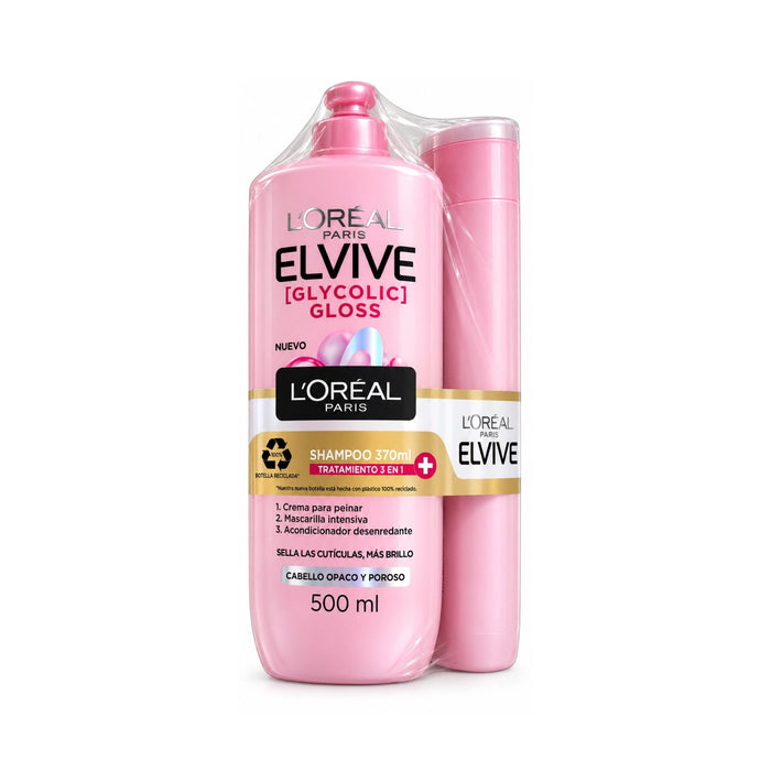 Pack Elvive Shampoo 370Ml + Crema 500Ml 3 En 1 Glycolic Gloss