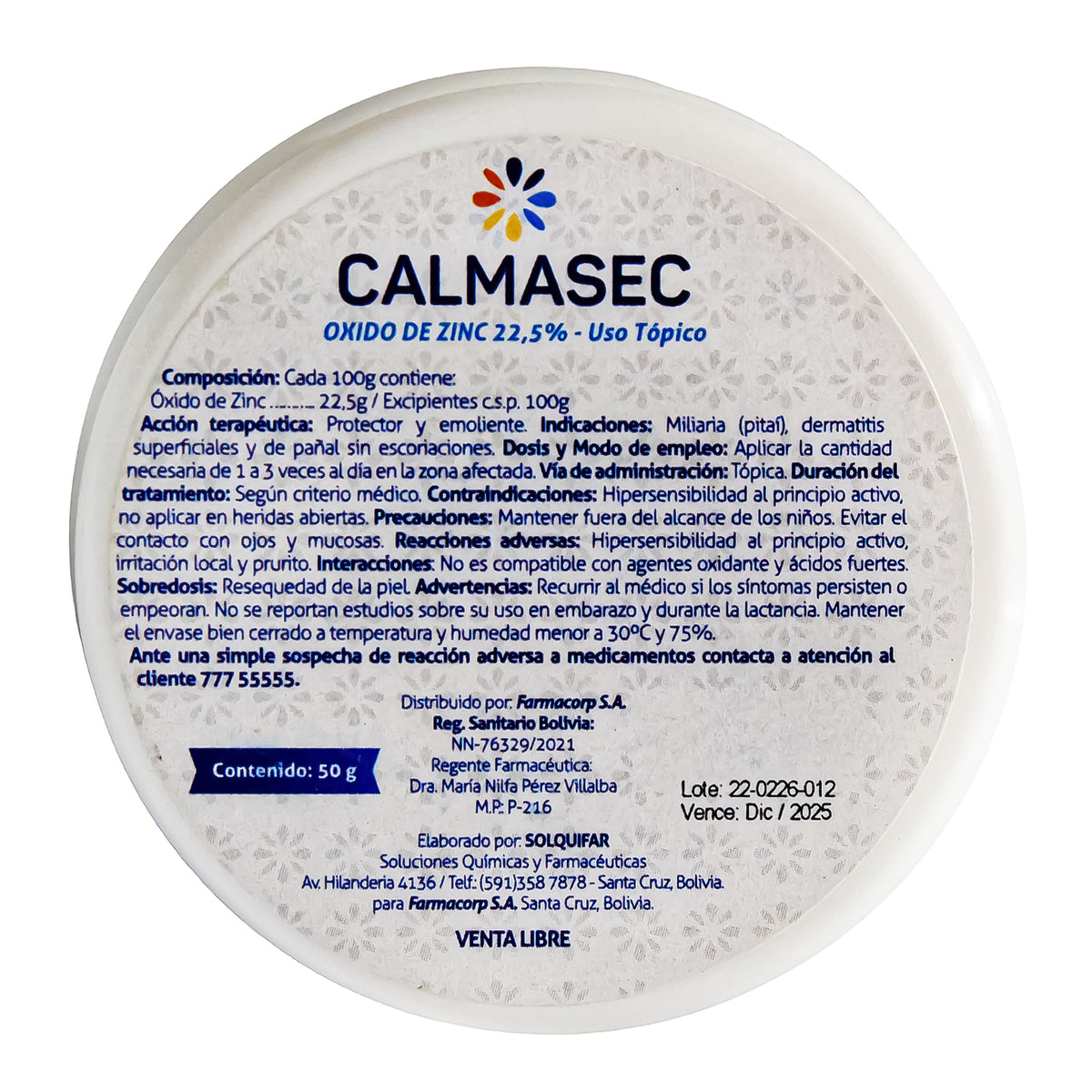 Calmasec Pasta De Agua Farmacorp X 50Gr