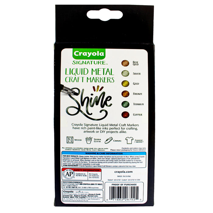 Crayola Marcadores Signature Metal X 6 Piezas