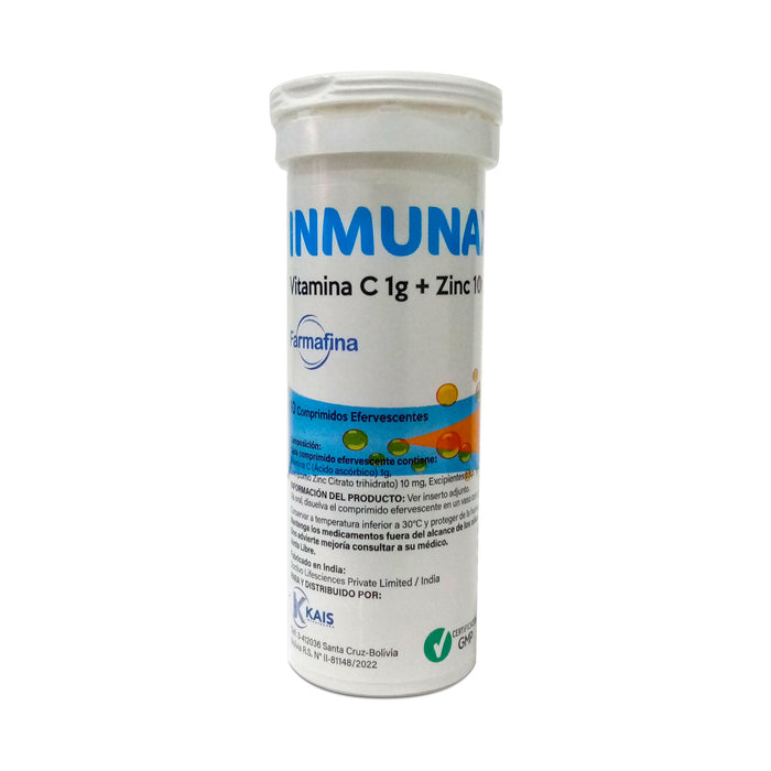 Inmunax C+Zinc Vitamina Con Zinc X 10 Comprimidos Efervescentes