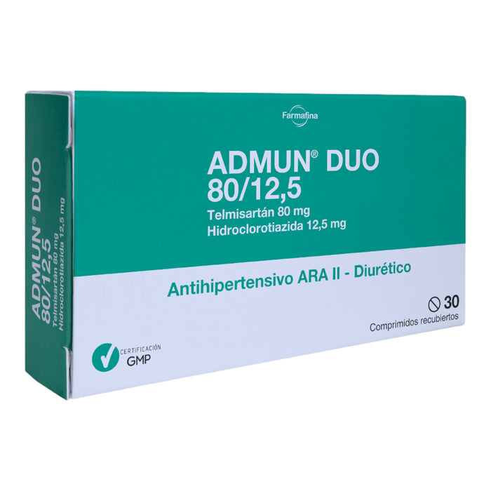 Admun Duo 80/12.5Mg Telmisartan/Hidroclorotiazida X 30 Comprimidos