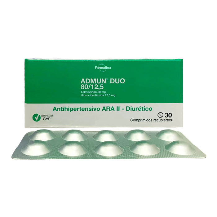 Admun Duo 80/12.5Mg Telmisartan/Hidroclorotiazida X 30 Comprimidos