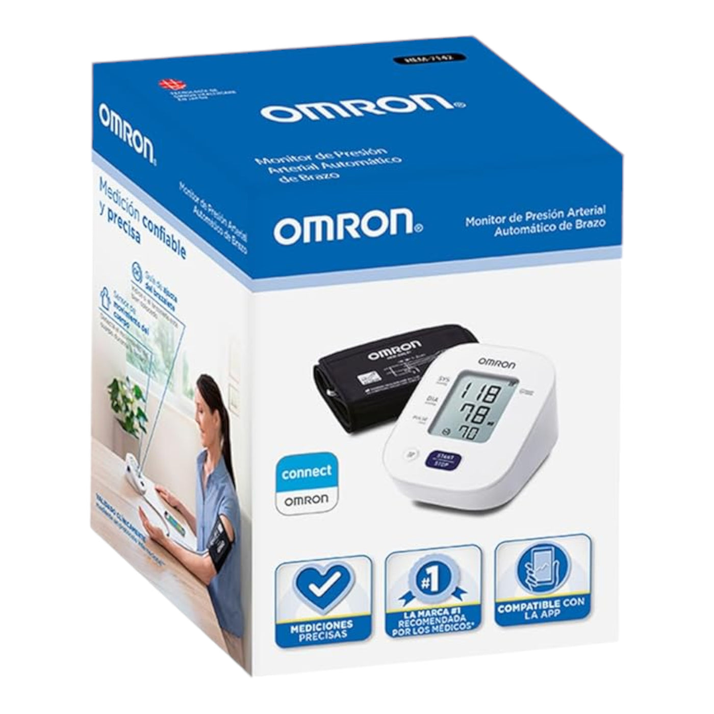 Monitor De Presión Arterial Omron Automático De Brazo Hem-7142— Farmacorp