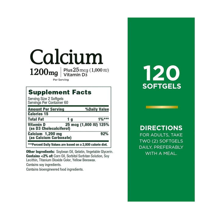 Suplemento Mineral Natures Bounty Calcio Y Vitamina D3  X 120 Capsula Blandas