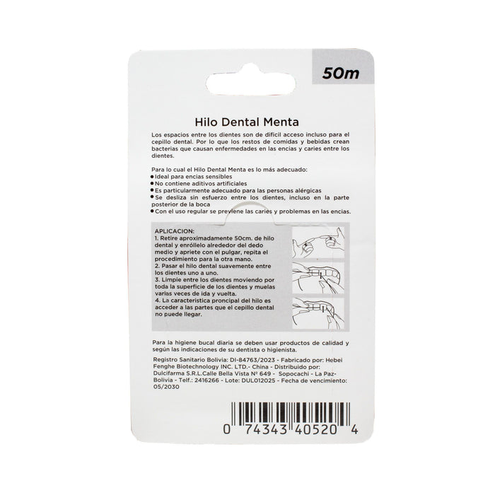 Hilo Dental Dr. Dent Encerado Menta X 50Mts