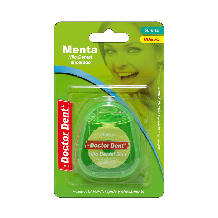 Hilo Dental Dr. Dent Encerado Menta X 50Mts
