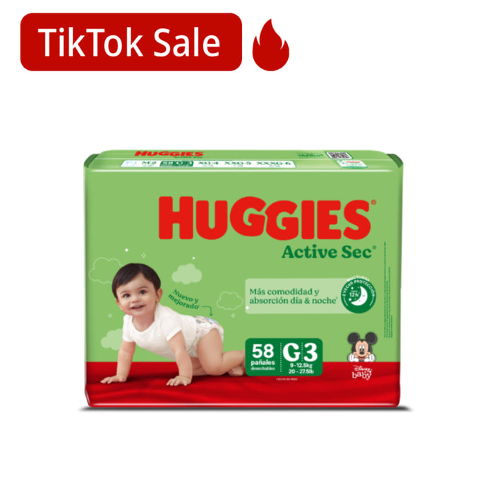 Pañal Huggies Active Sec G/3 X 58 Unidades