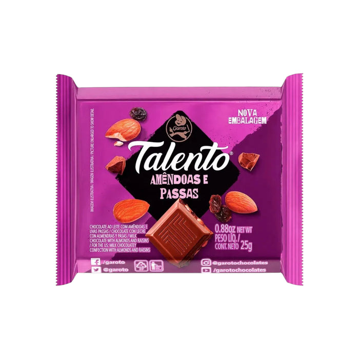 Chocolate / Leche Talento Con Almendras Y Pasas X 25G