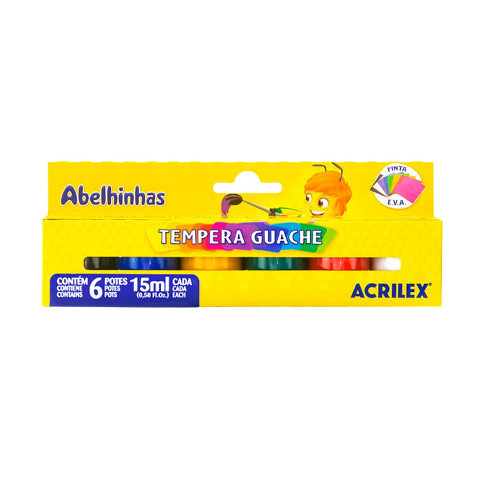 Tempera Guache Acrilex Colores De 15Ml X 6 Unidades