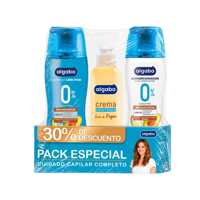 Pack Crema Peinar+Shampoo+Acondicionador Algabo Avocado Y Argán