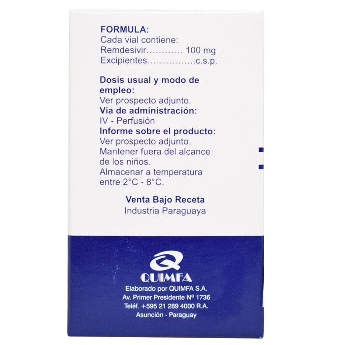 Remdesivir Quimfa 100Mg X Ampolla