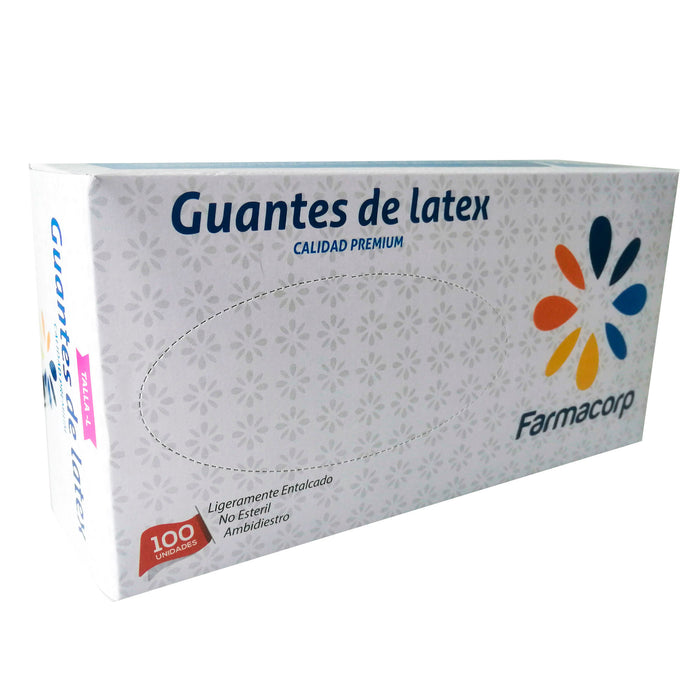 Guantes De Latex Farmacorp Talla L X 100 Unidades