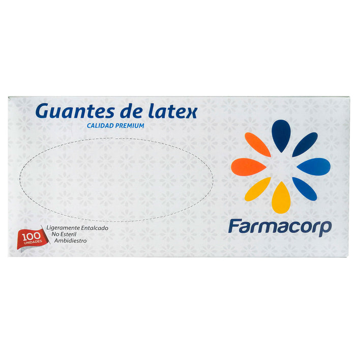Guantes De Latex Farmacorp Talla M Caja X 100 Unidades