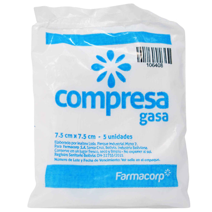 Compresa Gasa Farmacorp 7.5Cm X 7.5Cm X Sobre