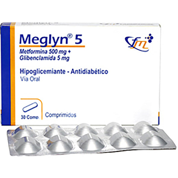 Meglyn Metformina Clorhidrato 500Mg Y Glibenclamida 5Mg X Tableta