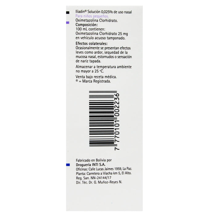 Iliadin Inf 0.025% Gotas Nasal X15ml Oximetazolina