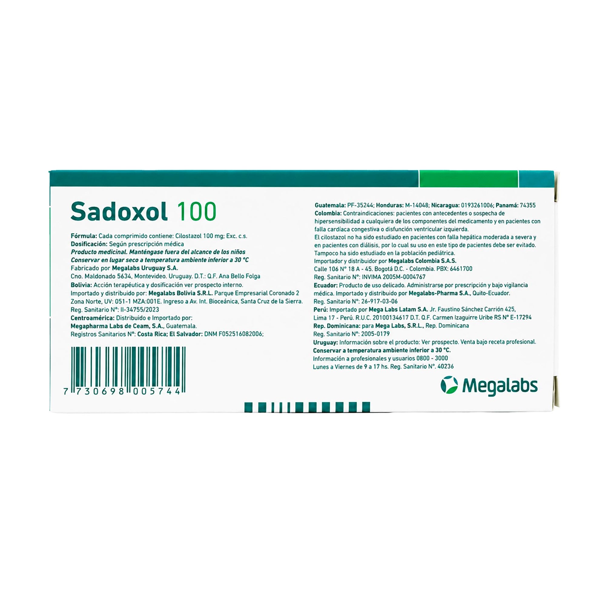 Sadoxol Cilostazol 100Mg X Comprimido— Farmacorp