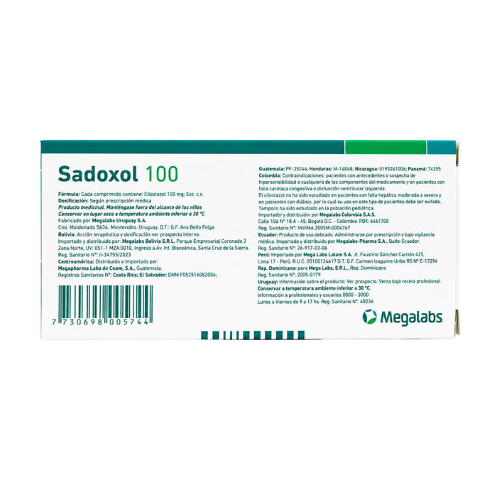 Sadoxol Cilostazol 100Mg X Comprimido