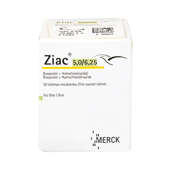 Ziac Bisoprolol Fumarato 5Mg Y Hidroclorotiazida 6.25Mg X Tableta