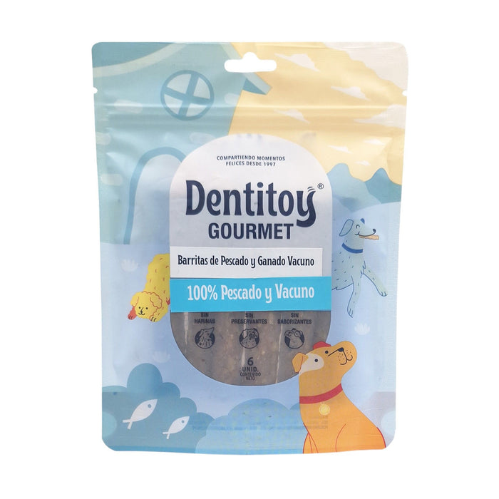 Barritas Para Perro Dentitoy Ganado Vacuno Y Pescado X 6 Unidades