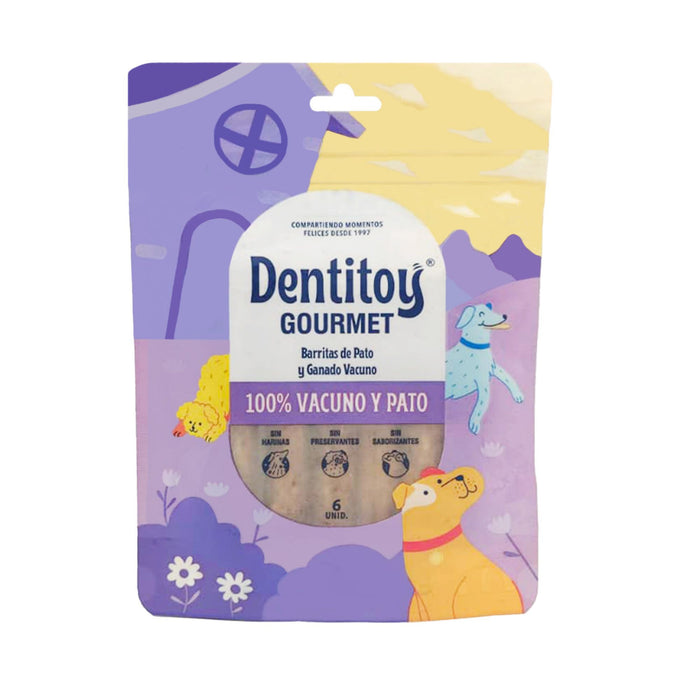 Barritas Para Perro Dentitoy De Pato Y Vacuno X 6 Unidades