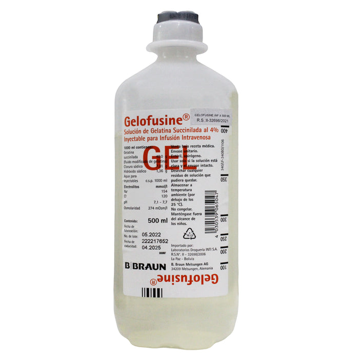 Gelofusine 4% Iv Frasco X 500Ml Gelatina Succinilada