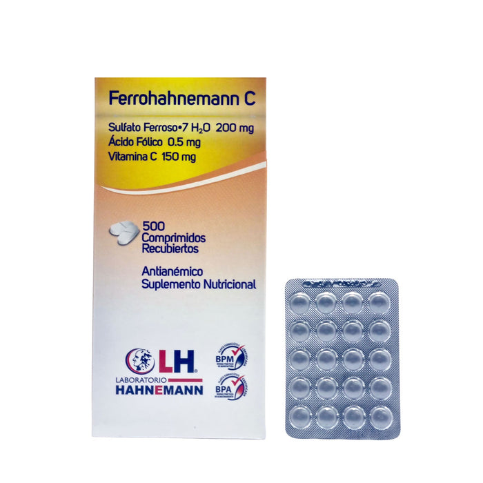 Ferrohan C 200Mg Sulfato Ferroso 0.5Mg Ácido Fólico 150Mg Vitamina C X Comprimido