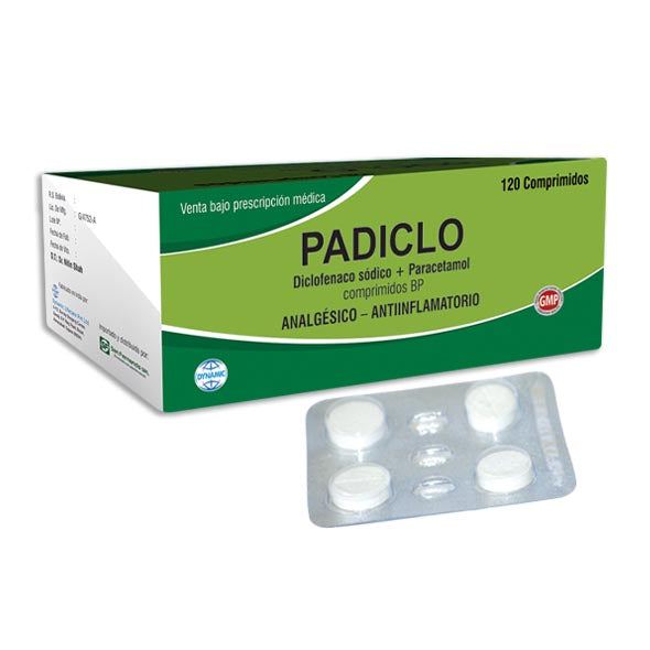 Paradiclo Padiclo Paracetamol 500Mg Y Diclofenaco Sodico 50Mg X Tableta— Farmacorp