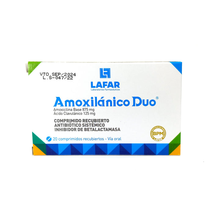 Amoxilanico Duo Amoxicilina 875Mg Y Acido Clavulanico 125Mg X Tableta