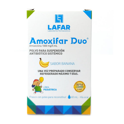 Amoxifar Duo Amoxicilina 1000Mg 5Ml Suspencion X 60Ml