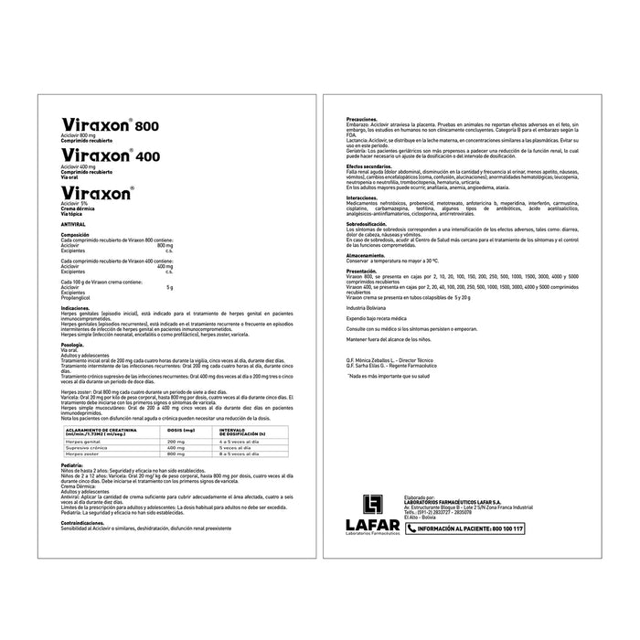 Viraxon 800 Aciclovir 800Mg X Tableta