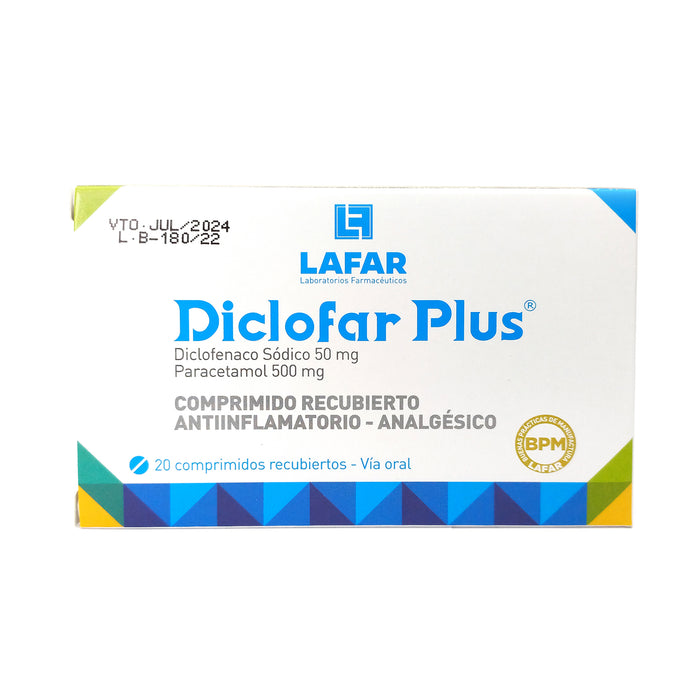 Diclofar Plus Diclofenaco 50Mg Y Paracetamol 500Mg X Tableta