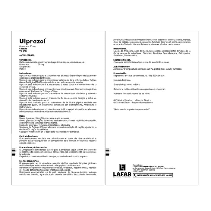 Ulprazol 20Mg Omeprazol X Capsula