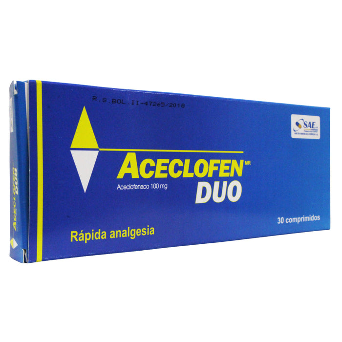 Aceclofen Duo Aceclofenaco 100Mg Y Betaciclodexta 100Mg X Tableta