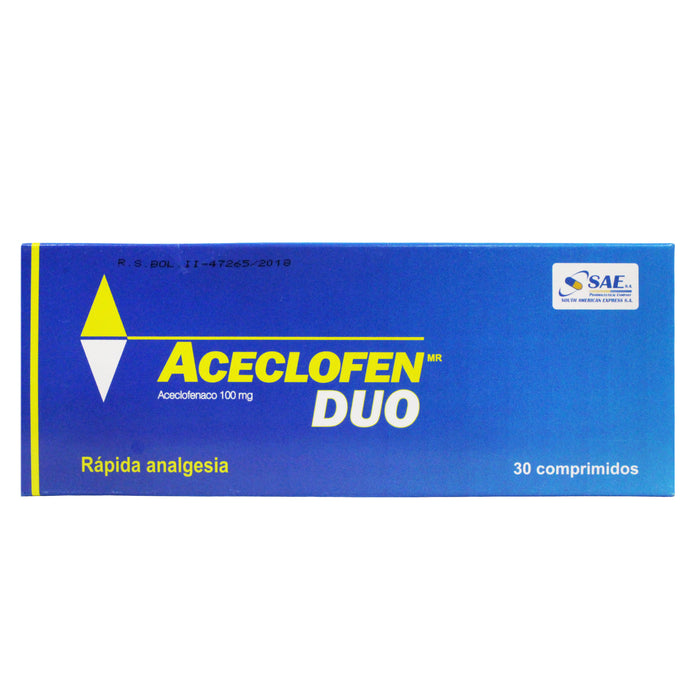 Aceclofen Duo Aceclofenaco 100Mg Y Betaciclodexta 100Mg X Tableta