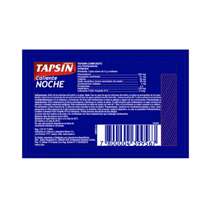 Tapsin Noche Sabor A Limonada Sin Azúcar X Sobre