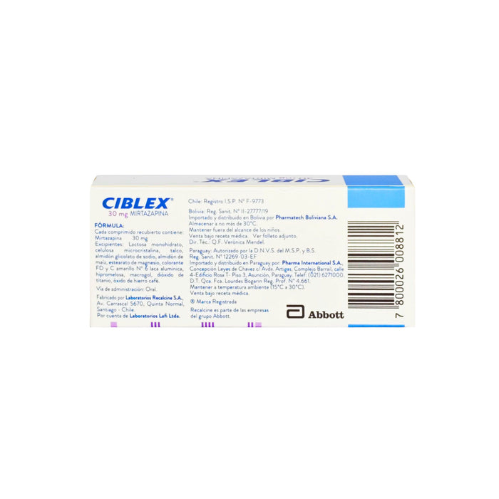 Ciblex Mirtazapina 30Mg X Comprimido