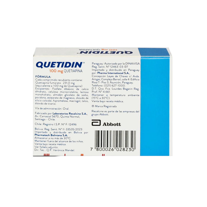 Quetidin Quetiapina 100Mg X Comprimido