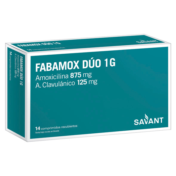 Fabamox Duo 1Gr Amoxicilina 875Mg Y 125Mg Acido Clavulanico X Tableta