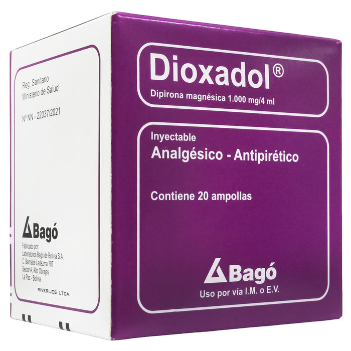 Dioxadol 1000Mg Dipirona Magnesica X Ampolla