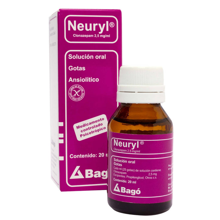 Neuryl 2.5Mg Gotas X 20Ml Clonazepam
